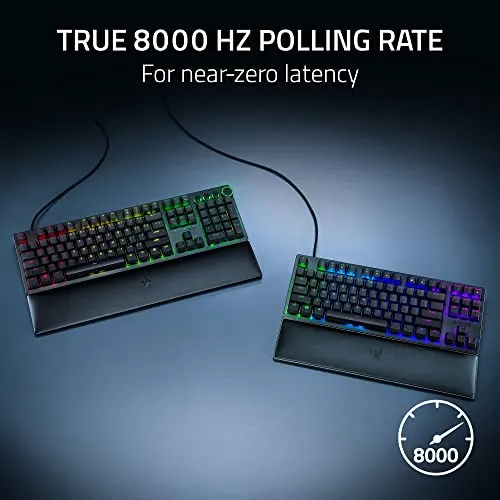 Razer Huntsman V2 Optical Gaming Keyboard: Fastest Linear Optical Switches Gen-2 w/ Sound Dampeners & 8000Hz Polling Rate - Doubleshot PBT Keycaps - Dedicated Media Keys & Dial - Ergonomic Wrist Rest