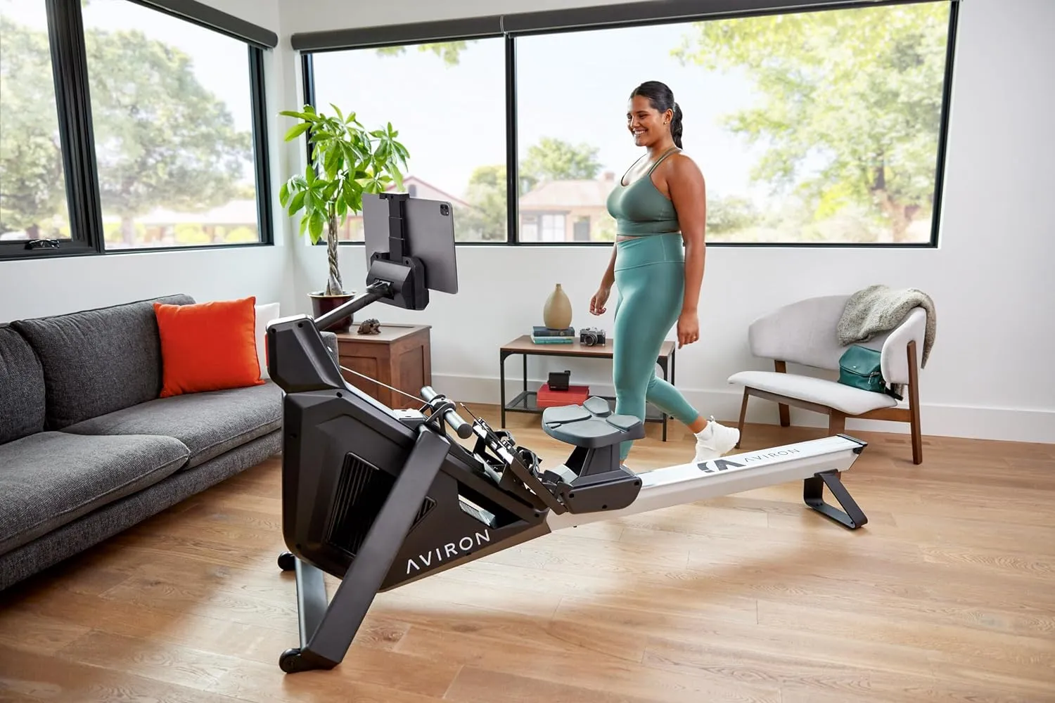 Rowing Machine with iPad Integration, Dual Air & Magnetic Resistance Up to 100 lbs