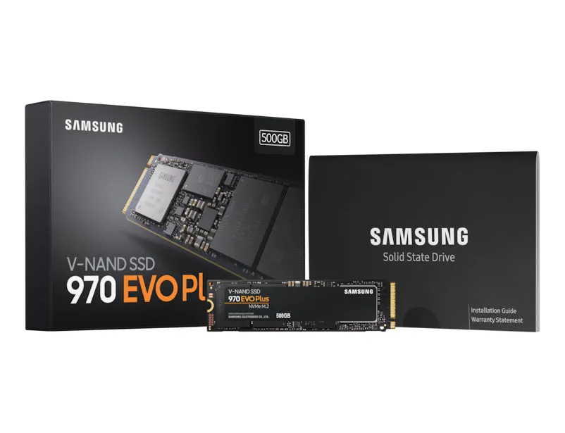 Samsung 500GB 970 EVO PLUS M.2 NVMe SSD, M.2 2280, PCIe, V-NAND, R/W 3500/3200 MB/s