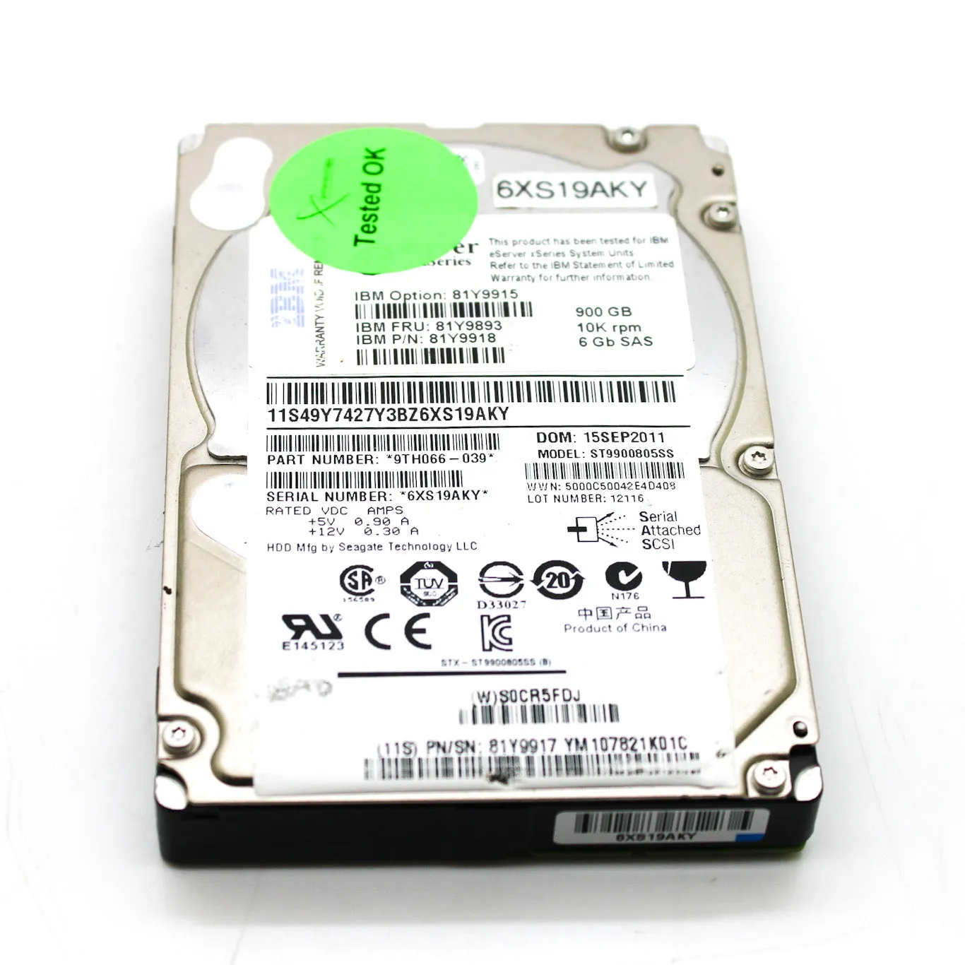 Seagate 10k.5 900GB 10000rpm SAS 6Gbps 64MB 2.5" Hard Drive 81Y9893-ST9900805SS