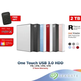 Seagate 2TB One Touch USB 3.0 Portable Hard Drive