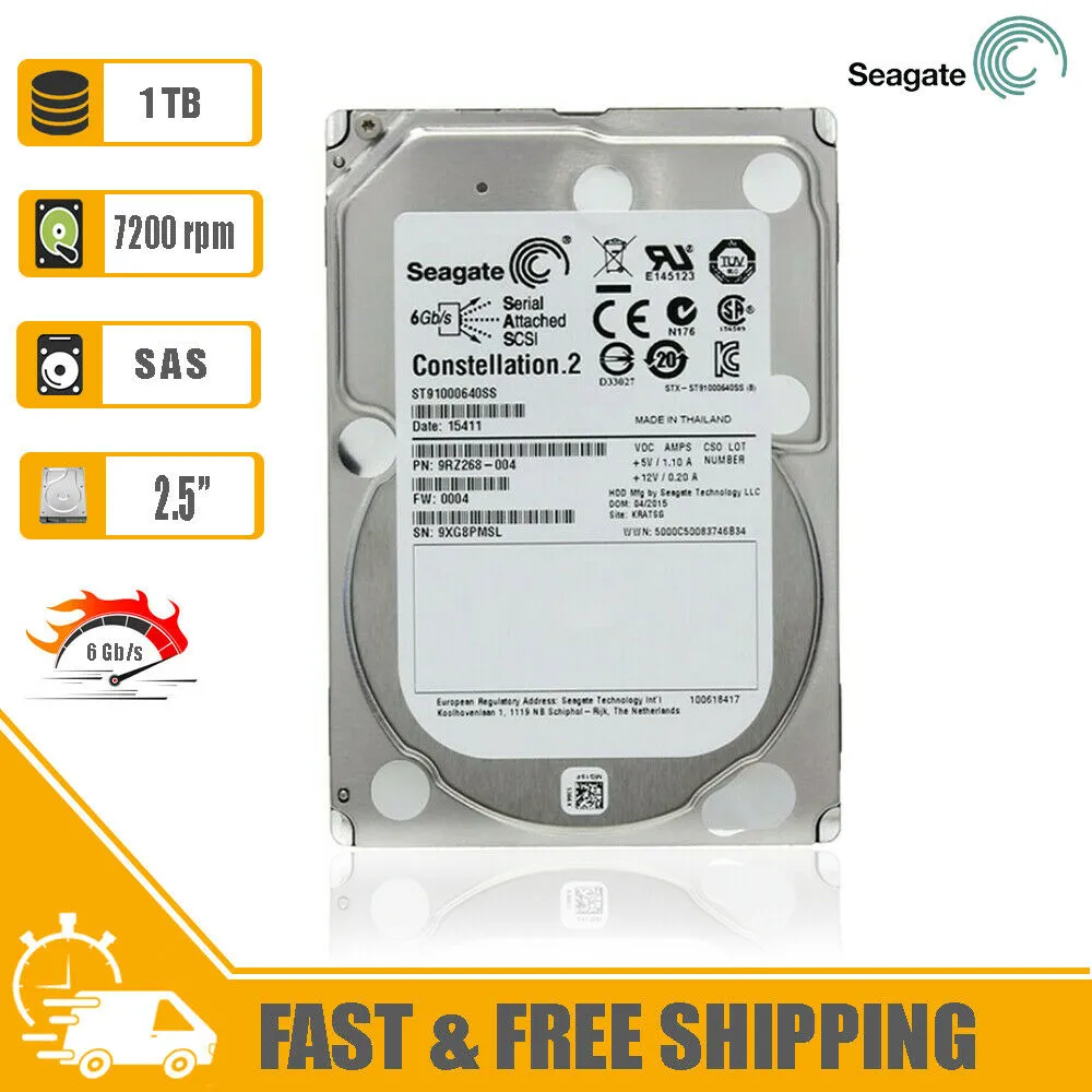 Seagate Constellations2 (SAS) 1TB 2.5" Hard Drive 7200rpm 6Gb/s, ST91000640SS