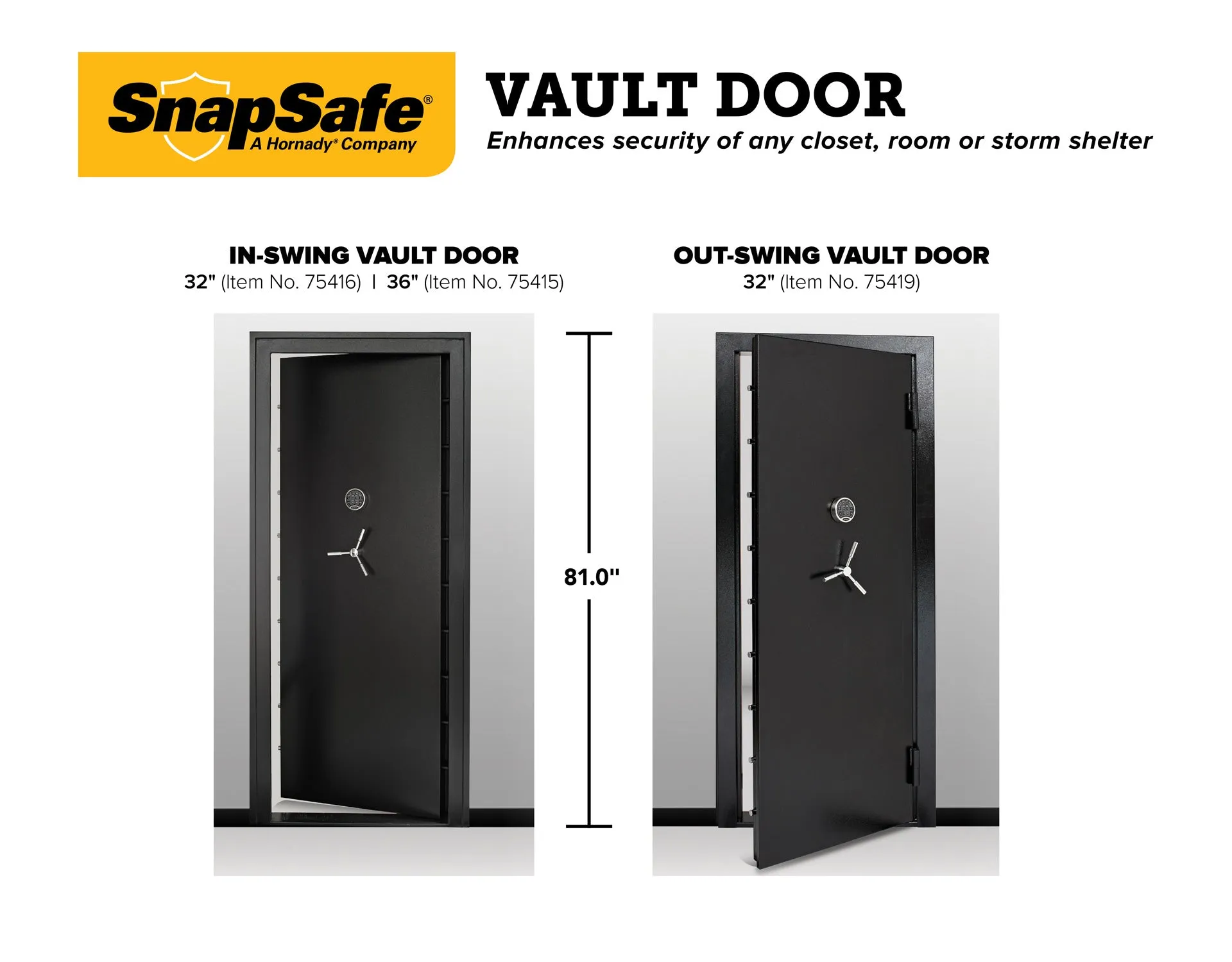 SnapSafe 75416 Vault Room Door 32" - Inswing