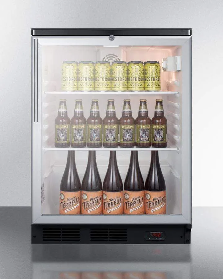 Summit Commercial 24" Built-In Automatic Defrost Craft Beer Pub Fridge SCR600BGLBIDTPUBHV