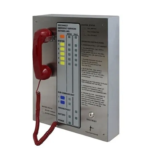 Talkaphone AOR-5-DSL Area of Rescue Fixed 5-Station Analog Command Unit, Enclosure with Door, Standard Twist Latch