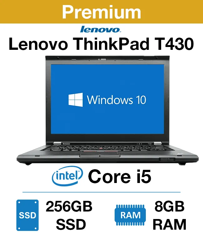 ThinkPad T430 14" HD  Lenovo Flagship Notebook | Intel® Core™ i5 - 8GB RAM - Windows 10 Professional x64 - Certified Refurbished