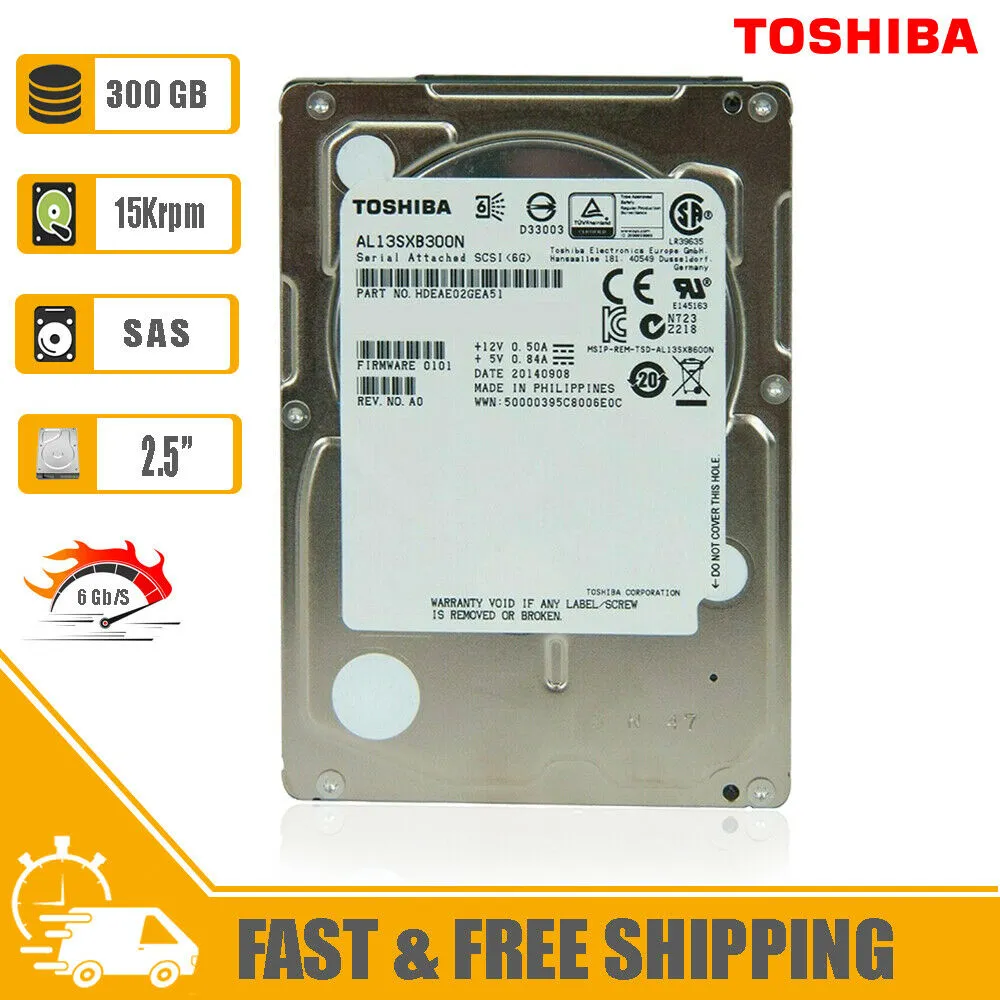 Toshiba (SAS) 2.5" Server Internal Hard Drive 300GB 15krpm 6Gb/s HDD AL13SXB300N