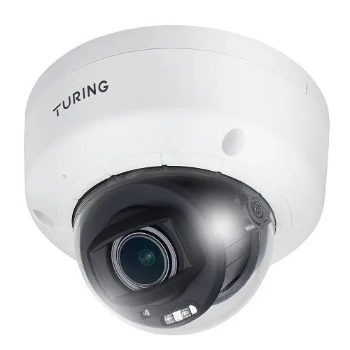 Turing Video EVC5ZD256-1Y 5MP EDGE  Cloud Dome Camera with TV-CORE1Y VSaaS Core License, 256Gb Onboard Storage, 2.7-13.5mm Lens, NDAA/TAA Compliant, White