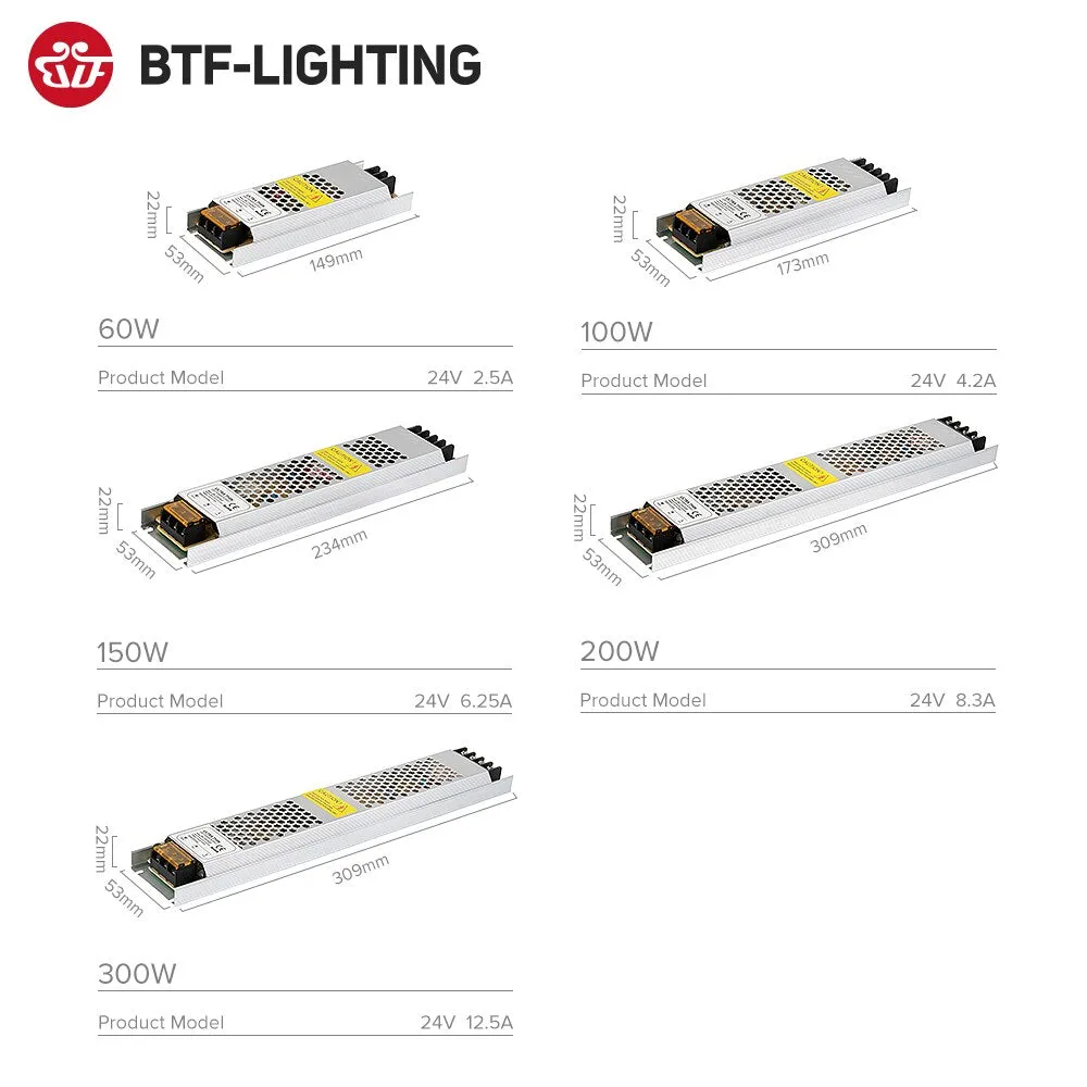 Ultra Thin LED Light Power Supply AC190V 240V Driver FCOB WS2815 LED Strip DC12V 24V Transformer Adapter